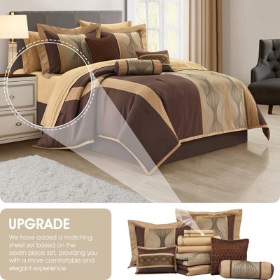 California King Brown Microfiber 15-Piece Comforter Set
