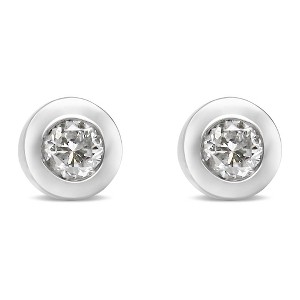 Haus of Brilliance 10K White Gold 1/5 Cttw Near Colorless Diamond Bezel-Set Stud Earrings - 1 of 4