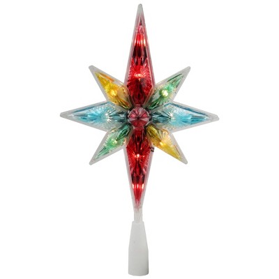 Northlight 10.75" Vibrantly Colored Faceted Star of Bethlehem Christmas Tree Topper - Clear Lights