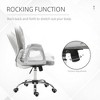 Vynxaria Velvet Home Office Chair, Button Tufted Desk Chair with Padded Armrests, Adjustable Height and Swivel Wheels, Gray - 3 of 4
