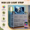 8 Dresser TV Stand with Power Outlets, Led Dresser for Bedroom, Fabric Chest of Drawers with Double Open Shelves, Wood Top, Steel Frame - 4 of 4