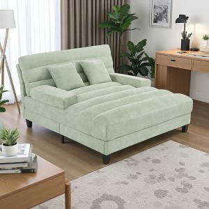 57.1" Chenille Chaise Lounge Sofa with 6-Position Adjustable Back, RGB LED & Plush Cushions - 1 of 4