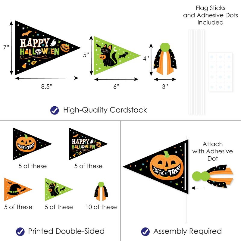 Big Dot of Happiness Jack-O'-Lantern Halloween - Triangle Kids Halloween Party Photo Props - Pennant Flag Centerpieces - Set of 20, 3 of 9
