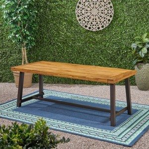 PAGED Modern Outdoor Dining Table Rectangle Patio Dining Table with Sleek Metal Frame for Patio, Lawn, Courtyard - 1 of 4