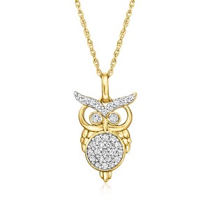 Ross-Simons 0.20 ct. t.w. Diamond Owl Pendant Necklace in 18kt Gold Over Sterling Size 18 - 1 of 3