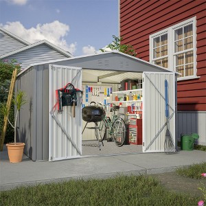 10X8 FT Outdoor Storage Shed, Metal Tool Sheds With Lockable Doors, All Weather Backyard Shed With Pitched Roof, Ventilation Vents - 1 of 4