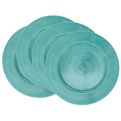 Elegant Aqua Ceramic Look Charger Plates Set of 4