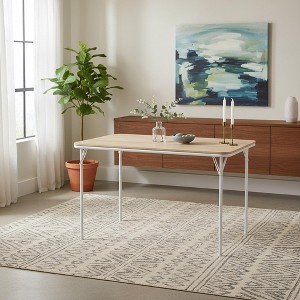FurnitureR 42.9" Folding Table with MDF Wood Top and Sturdy Metal Legs, Space-Saving Foldable Desk for Dining, Study, Small Apartments & Outdoor Use - 1 of 4