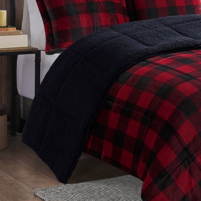 King Red/Black Buffalo Check Reversible Down Alternative Bedspread Set