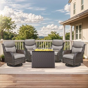 Gymojoy  Outdoor 5 Inch Swivel Chairs Glider Chairs with Fire Pit Table - 1 of 4