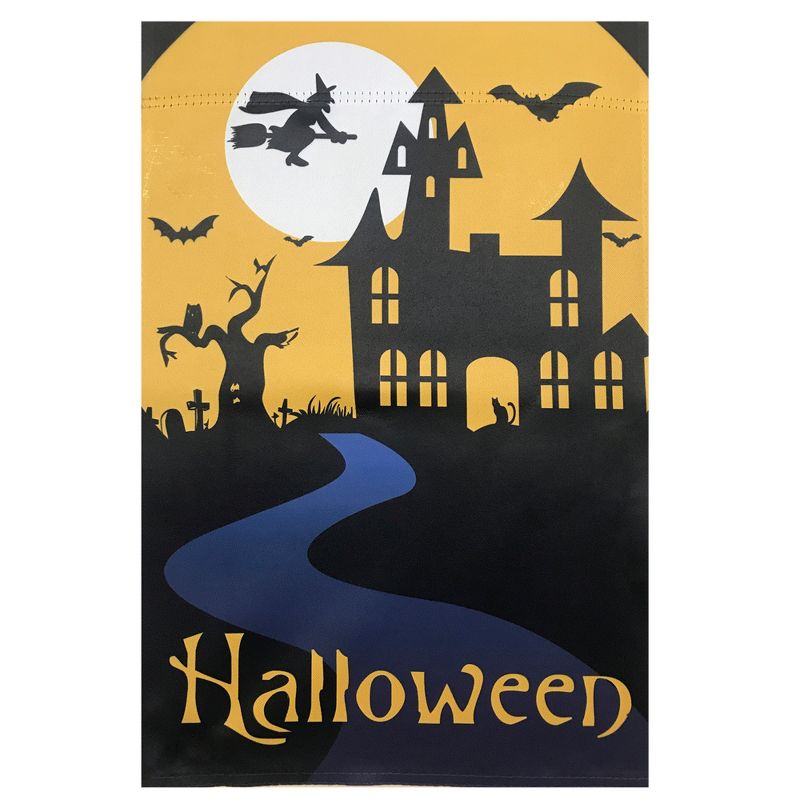 Northlight Spooky House Halloween Outdoor House Flag with Bats and Witch 28" x 40", 2 of 4