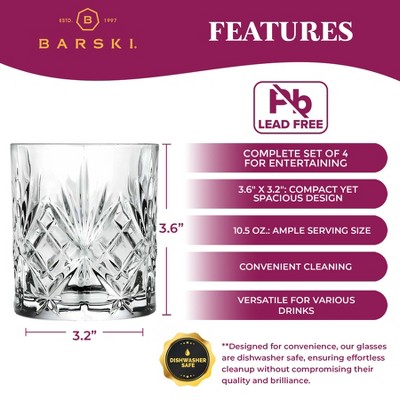 Crystal Cut Double Old Fashioned Whiskey Glasses Set of 2