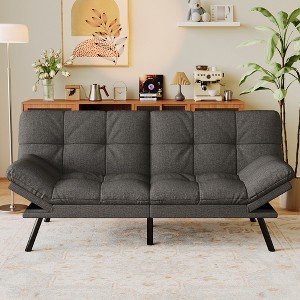 Dyonery Convertible Futon Sofa Bed with Thick Removable Cushion & Adjustable Backrest–Plush Terry Cloth Fabric Futon Couch Bed - 1 of 4