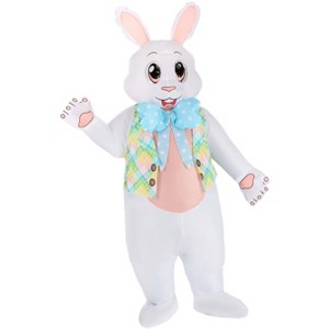 HalloweenCostumes.com One Size Fits Most   Adult Inflatable Easter Bunny Costume | Halloween Rabbit Suit for Adults,  White/Blue/Orange - 1 of 4