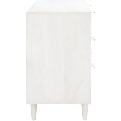 White Wash and Brass 3-Drawer Geometric Chest