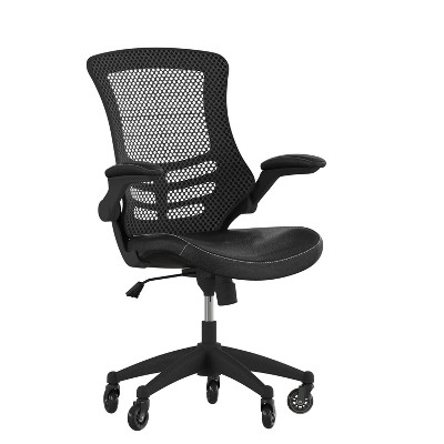 Flash Furniture Mid-Back Transparent Black Mesh Executive Swivel Chair with Melrose Gold Frame and Flip-Up Arms