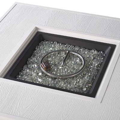 White Cast Aluminum Square Gas Fire Pit Table