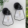 DAKAFUL Modern Outdoor Wall Sconce Light Fixtures, Matte Black Wall Lights With Clear Glass (Set Of 2) -Black - 2 of 4