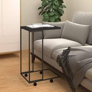 vidaXL Side Table with Wheels Black 15.7 in.x11.8 in.x25 in. Engineered Wood - 1 of 4