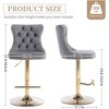 QingMoon Swivel Bar Stools Set of 2, Adjustable Barstools, Velvet Tufted Counter Height Chairs with Nailhead Trim for Kitchen Island, Home Pub - 4 of 4