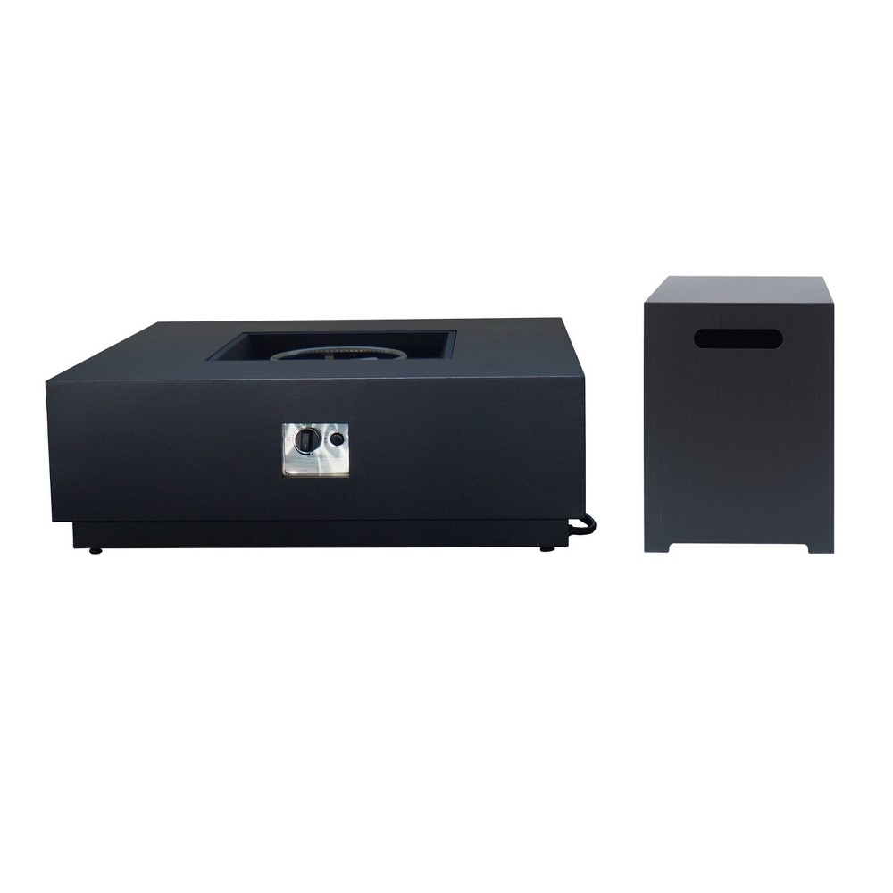 Wellington 40 Square Iron Gas Fire Pit with Tank Holder Dark Gray Christopher Knight Home