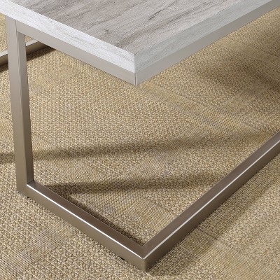 Contemporary Gray Driftwood Square End Table with Metal Base