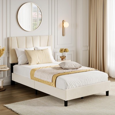 Twin/Full/Queen/King Size Bed Frame with Adjustable Headboard