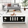 ALEXOUN Floor Classic Car-Shaped Bed Frame with Fence and Door,Solid Wood Full Platform Bed for Kids Boys Girls,No Box Spring Needed - 4 of 4