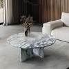 27.6" Round Marble Coffee Table, Upscale Genuine Natural Stone Table with Unique Veining for Living Room - Cuddlewood - 2 of 4