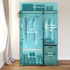 PDTEND Acacia Wood Garment Rack with Shelves, 2 Wicker Drawers, 4 Hooks, Vintage Brown - 4 of 4
