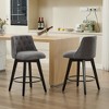 Set of 2 Swivel Bar Stool, Linen Upholstered Counter Stool with Button Tufted Back, Dining Chair Pub Stool, White/Dark Gray-Modernluxe - 2 of 4