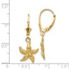 Black Bow Jewelry 12mm Textured Starfish Lever Back Earrings in 14k Yellow Gold - 4 of 4