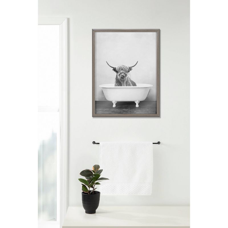 18&#34; x 24&#34; Blake Highland Cow in the Tub BW Framed Printed Glass Gray - Kate &#38; Laurel All Things Decor, 6 of 8