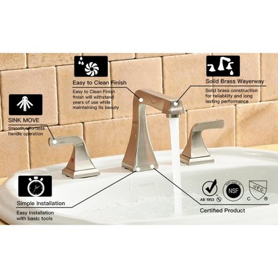 Elegant Brushed Nickel 2-Handle Widespread Bathroom Faucet with Pop-Up Drain