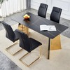 5-Piece Dining Set with Sintered Stone Table and 4 PU Armless Chairs - 3 of 4
