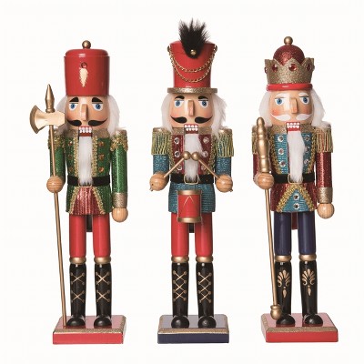 Transpac Wood Multicolor Christmas Glitz and Glam Nutcracker Set of 3