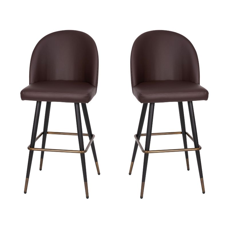 Merrick Lane Set of 2 Modern Armless Barstools with Contoured Backs, Steel Frames, and Integrated Footrests, 1 of 12