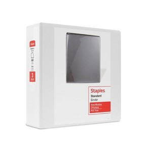 Staples Standard 3" 3-Ring View Binder White (26450-CC) 82639 - 1 of 4