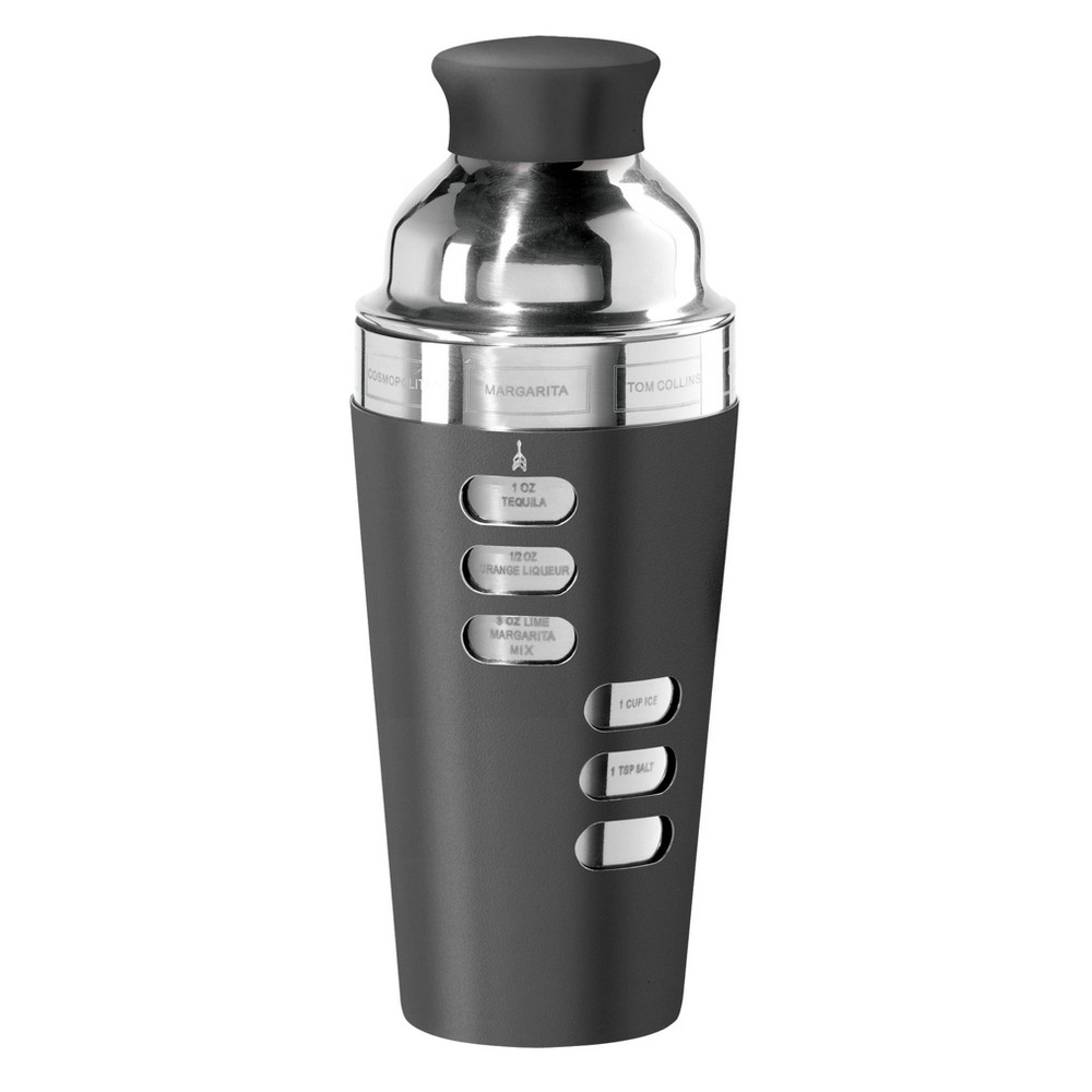 Oggi 23oz Dial A Drink Cocktail Shaker Black: Stainless Steel, 10" Height, 23oz Capacity, Hand Wash, 0.96 lbs