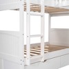 Okak Twin Bunk Bed with a attached Loft Bed, Solid Wood BunkBeds with Two Drawers and Stairs for Kids, Girls, Boys Easy Assemble, White - 4 of 4