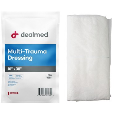Dealmed Multi-Trauma Dressing, Sterile Oversized Pad for Absorbency, Protection and Padding, White (Pack of 1)