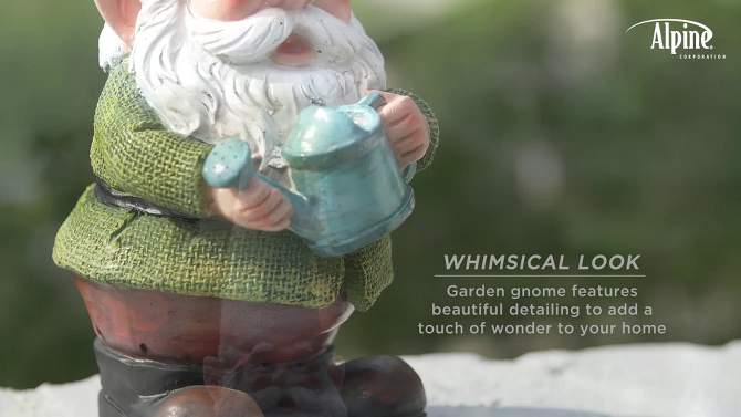 15&#34; Outdoor Polyresin Garden Gnome with Watering Can - Alpine Corporation, 2 of 8, play video