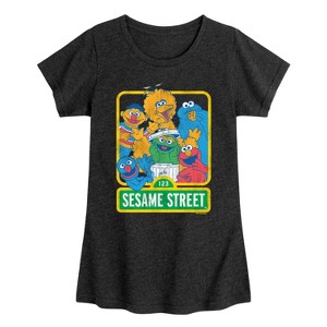 Girls' - Sesame Street - 123 Sesame Street Fitted Short Sleeve Graphic T-Shirt - 1 of 4