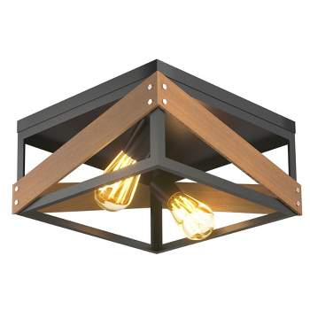Costway Adjustable Ceiling Lamp Geometric Lights Rustic Flush Mount Hallway Living Room