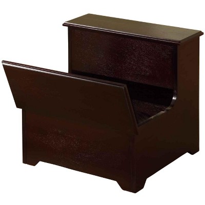 Dark Cherry Wooden 2-Step Storage Step Stool