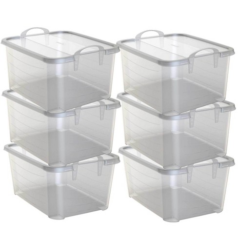 Life Story Clear 12-Quart Storage Box with Gray Snap Lids, 3-Pack