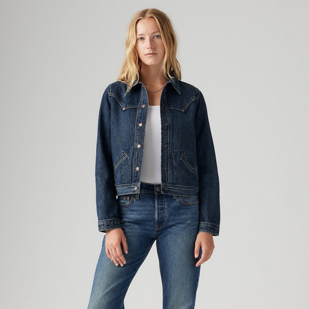 Levi's® Women's Original Trucker Riveted Jacket - Silver Lode L: Slim Fit Denim, Midweight Fabric, Front Button Down
