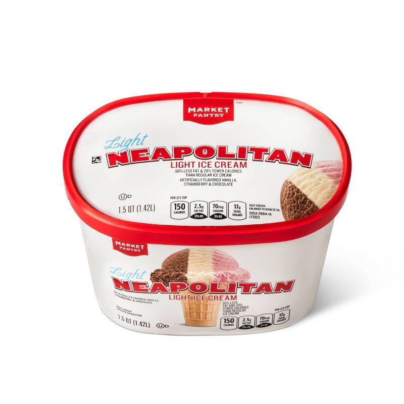 Vanilla, Strawberry and Chocolate Neapolitan Light Ice Cream - 48oz - Market Pantry&#8482;, 3 of 4
