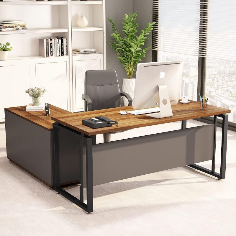 Tribesigns 55" Executive Desk and 39" File Cabinet, L-shaped Computer Desk Business Furniture Set with Storage Printer Stand for Home Office, 2 of 10
