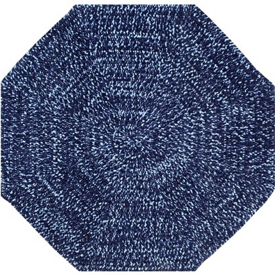 Navy & Smoke Blue Braided Tweed 72" Octagonal Reversible Rug